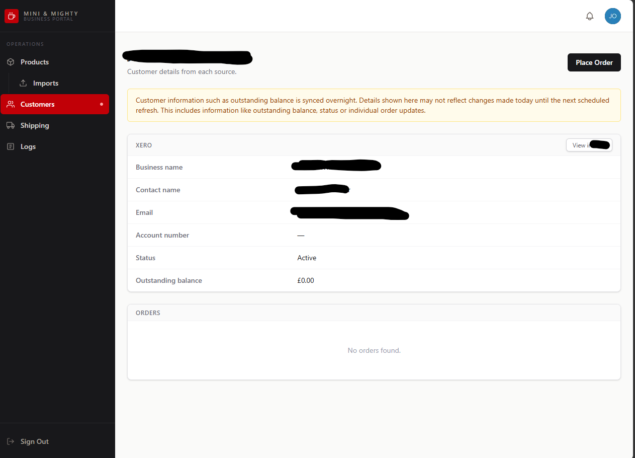 Business Portal Customers