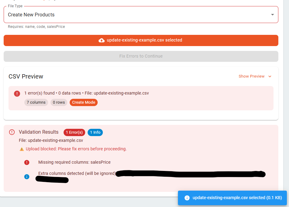 Import Error Handling